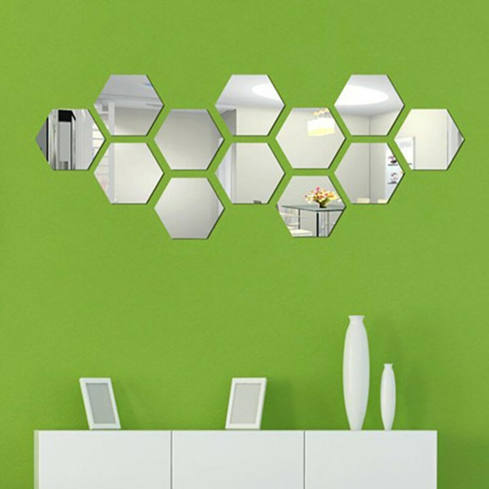 Room Wall Stickers 46*40*23mm Wall Stickers Hexagon Mirror Wall Sticker