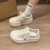 Sweet peach bubble thick-soled muffin little white shoes women's spring 2025 new leather surface height increase versatile sports and leisure shoes