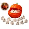 Pumpkin Treat Holder Bucket with Mini Ghosts, Halloween Candy Bowl, Cute Ghost Home Decor Accessories Figurines, Party Snack for Farmhouse Table