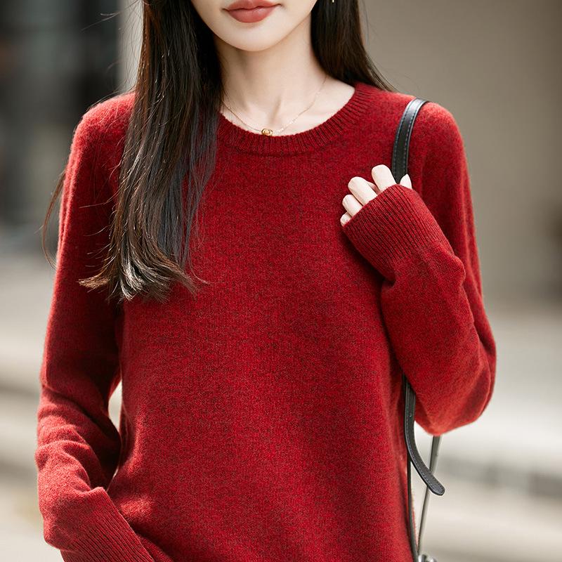 Autumn/Winter 2026 Women's Slimming Floral Silk Wool Crew Neck Sweater