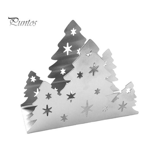 Holiday Table Decor Christmas Tree Napkin Holder, Stainless Steel Vertical Paper Towel Stand, Kitchen Counter Rack Decorative Dispenser for
