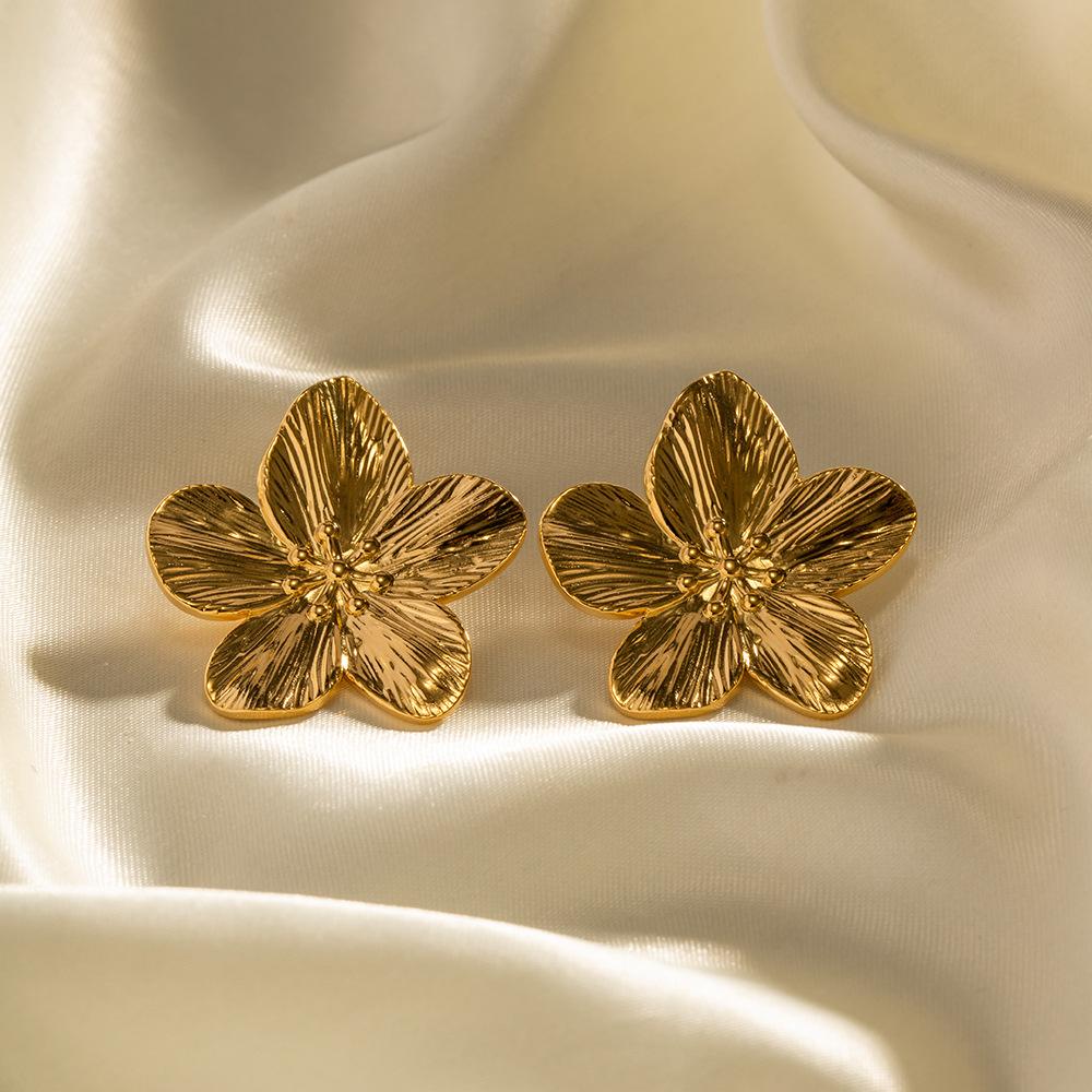 ERESI Boucle Doreille Bijoux Bulk Waterproof 18K Gold Plated Stainless Steel Flowers Fashion Jewelry Earrings
