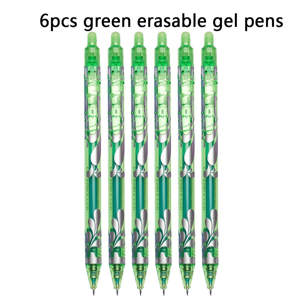 Set of Retractable Gel Pens with a 0.5Mm Tip, Perfect for Correcting Mistakes with Washable Barrels. Including 6 Erasable Pens