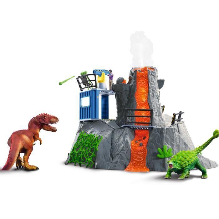 Expédition au grand Volcan, 1 figurine de chercheuse et 2 jouets dinosaures, Pour enfants dès 5 ans, Schleich 42564 DINOSAURS