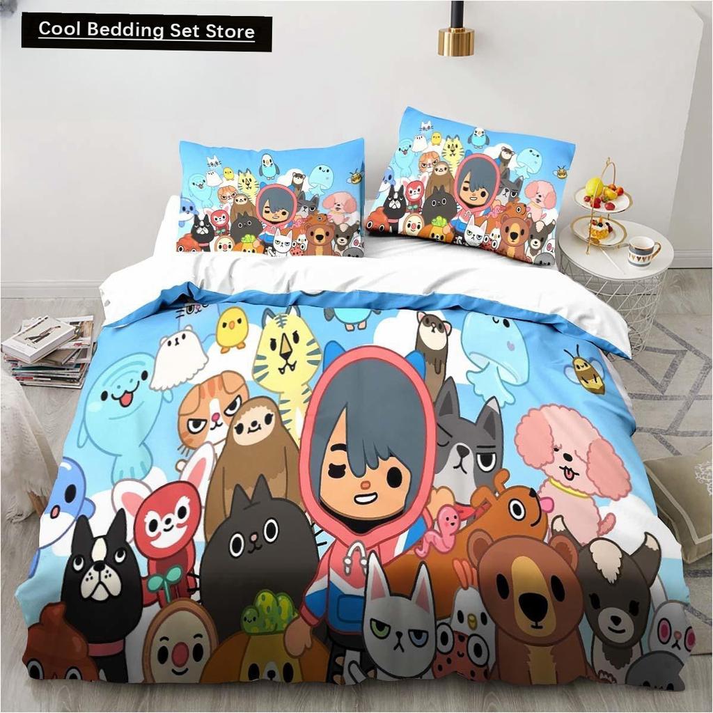 New 3D Cartoon Game Toca Life World Bedding Set Duvet Cover Bed Set Quilt Cover Pillowcase Comforter King Queen Size Boys Adult