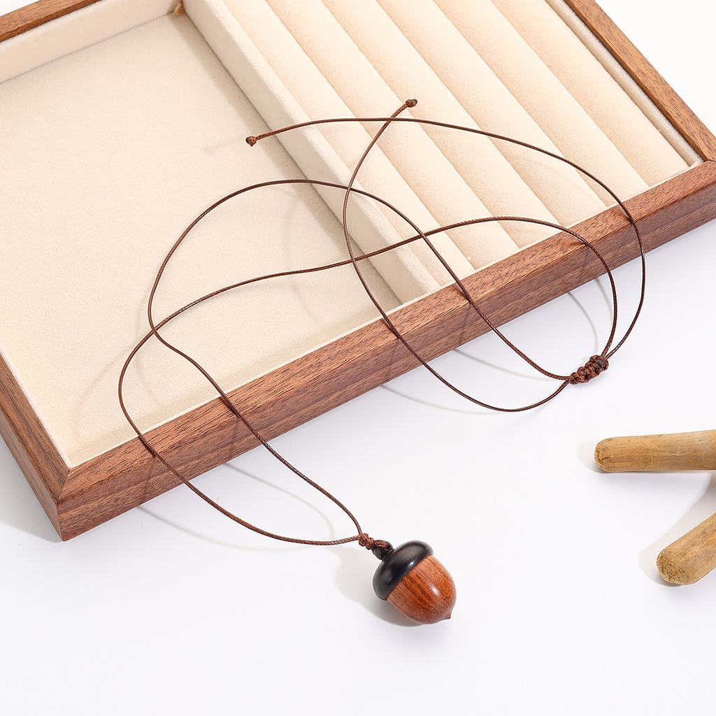 Accessori Ciondolo Zucca in Legno Retrò Collana Lunga Semplice Versatile Catena per Maglione da Donna