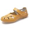 New Female Women Mother Genuine Leather Hollow White Shoes Sandals Flats Loafers Summer Cool Beach Sandals Large Size