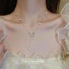 Collana a Clavicola con Nappa di Perle e Farfalla in Stile Coreano