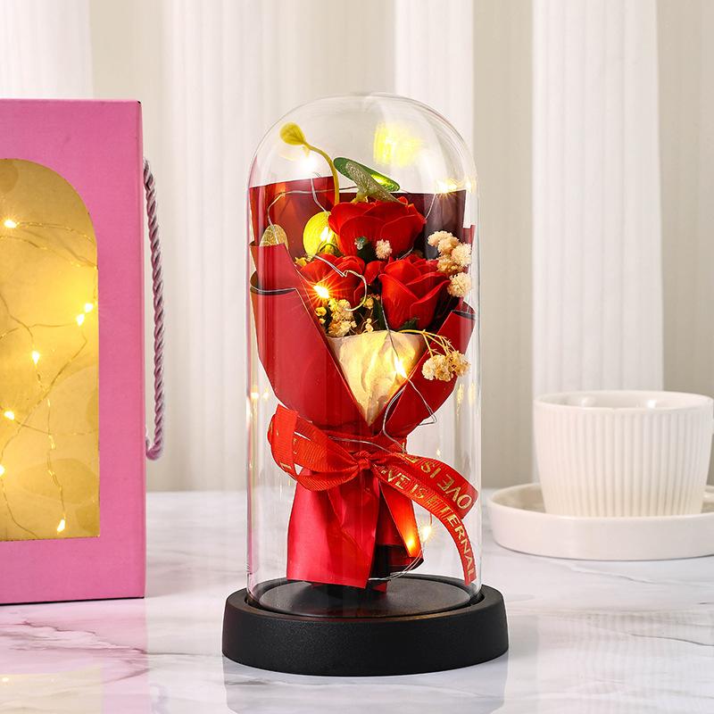 Eternal Rose Acrylic Cover Ornament Gift Box 110 Mother's Day Gift Soap Flower Creative Dried Flower
