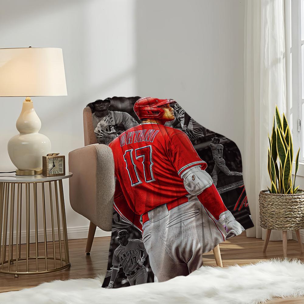 Baseballspieler Star Decke Plüsch Nickerchen S-Shohei Sofateppich für O-Ohtani Wohnzimmer Büro Schlafzimmer Geburtstag Zuhause Reise Kinder Geschenke