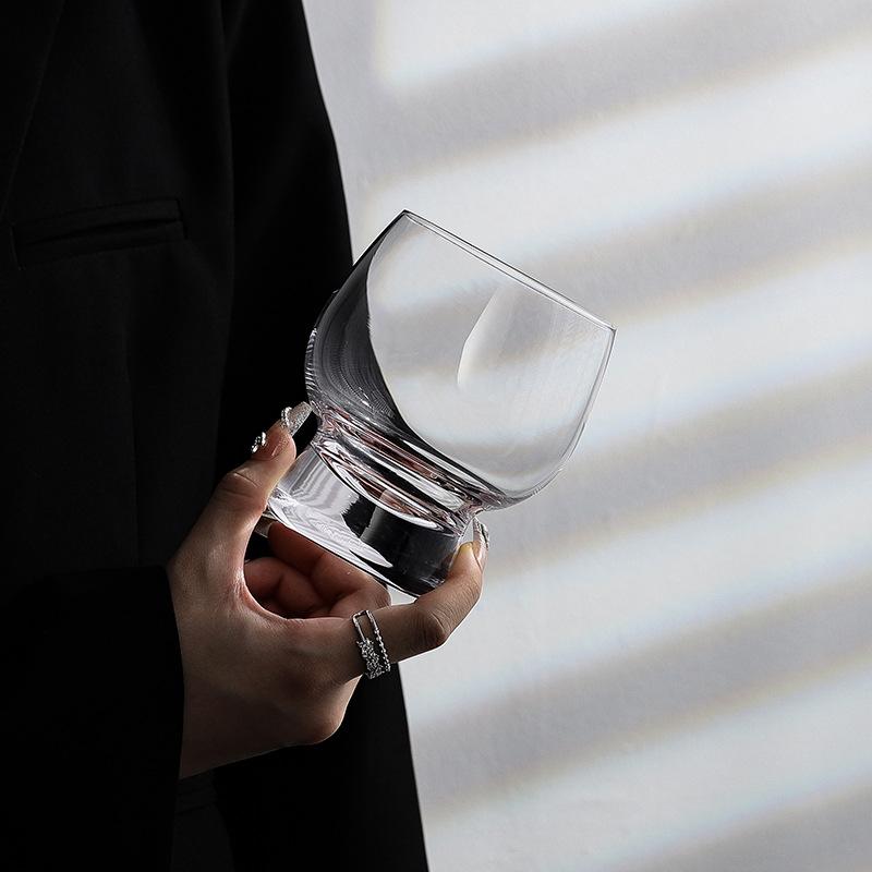 Drum Shaped Glass Tumbler with Thick Base Luxury Whiskey and Americano Cup for Home Bar Entertainment Modern Decor