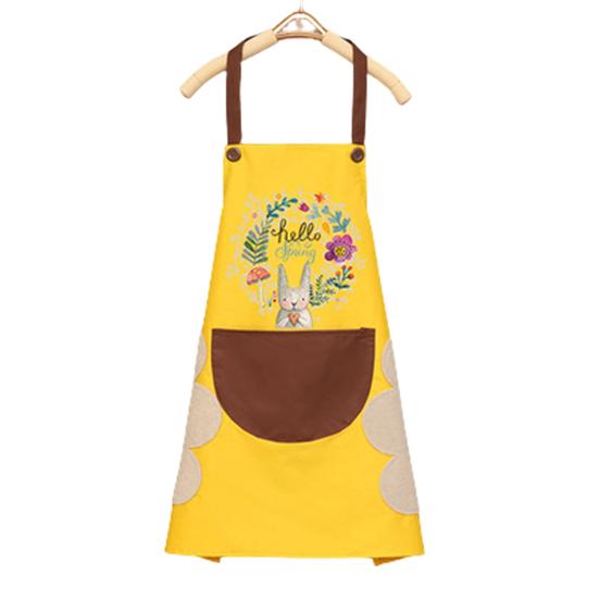 Wipeable Waterproof Oil-Proof Cartoon Wreath Rabbit Kitchen Nail Shop Apron