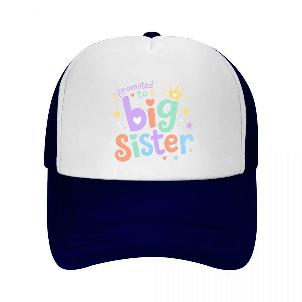 Zur großen Schwester befördert Pastellfarbene Buchstaben Netz-Baseballkappe Lässige Mütze Outdoor Für Damen Unisex FeUnisex