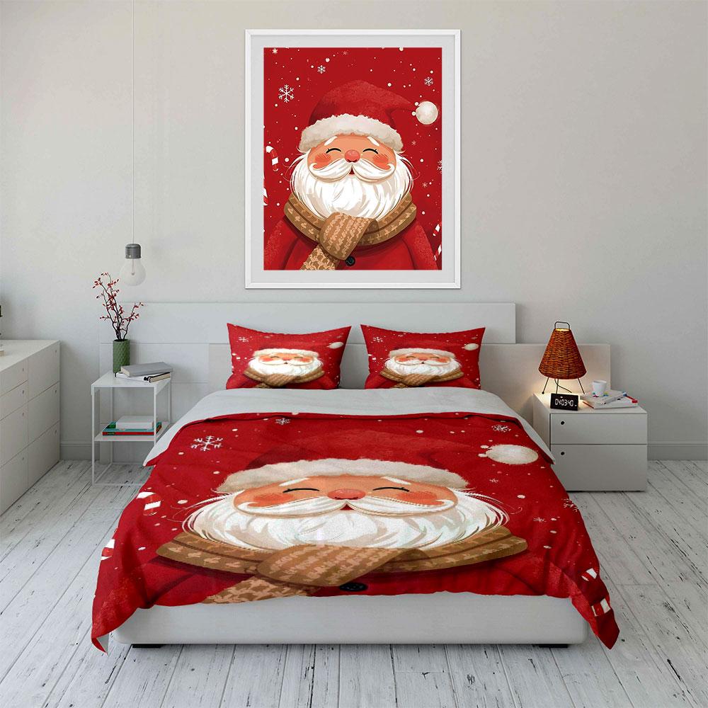 Santa Claus Red Bedding Set Bedding Duvet Cover Set Duvet Cover Pillowcases (1 * Duvet Cover 2 * Pillowcases, Without Duvet Insert)
