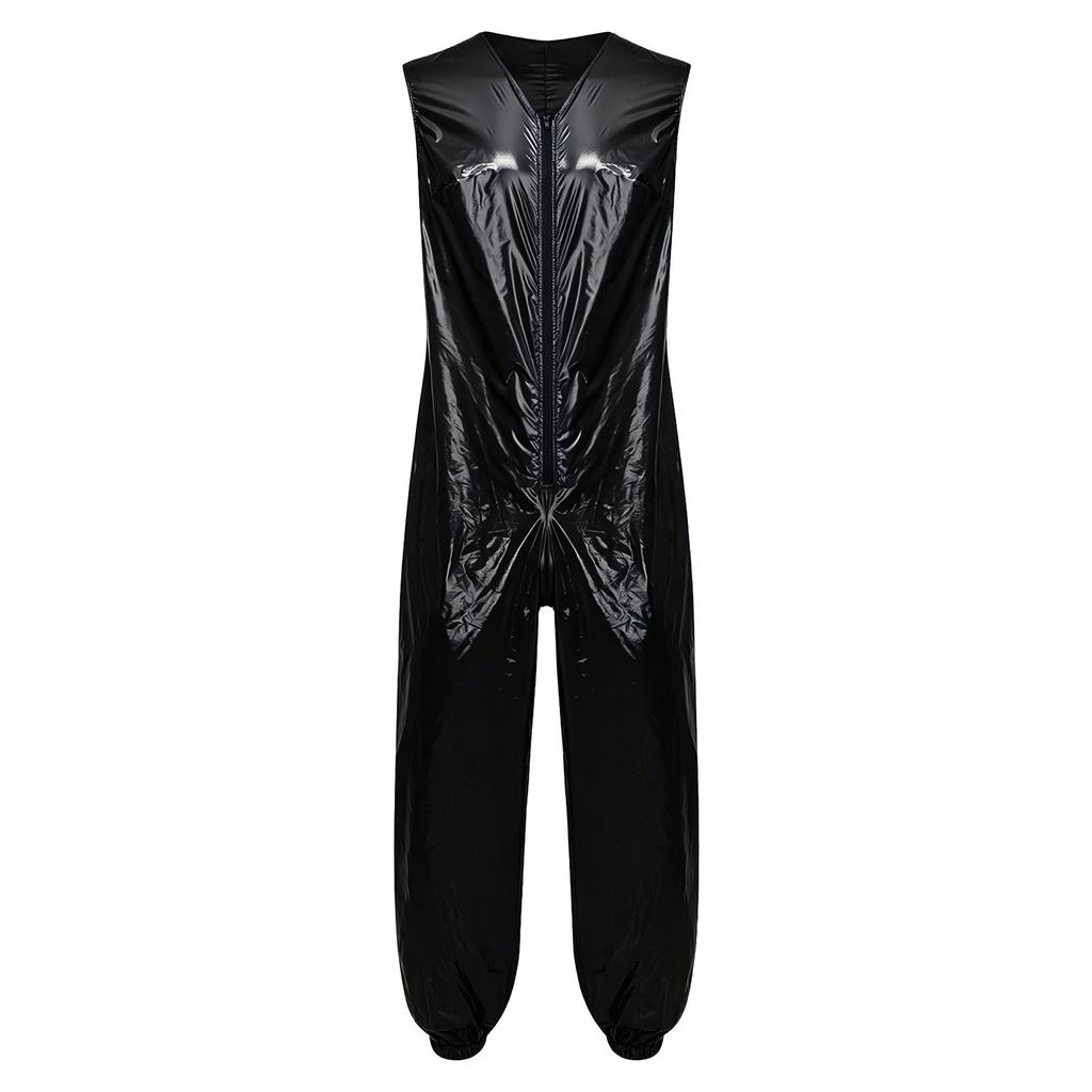 Men Waterproof Diaper Cover Bodysuit Sleeveless Zip Up Elastic Leg Opening One Piece Rompers Adaptive Jumpsuit