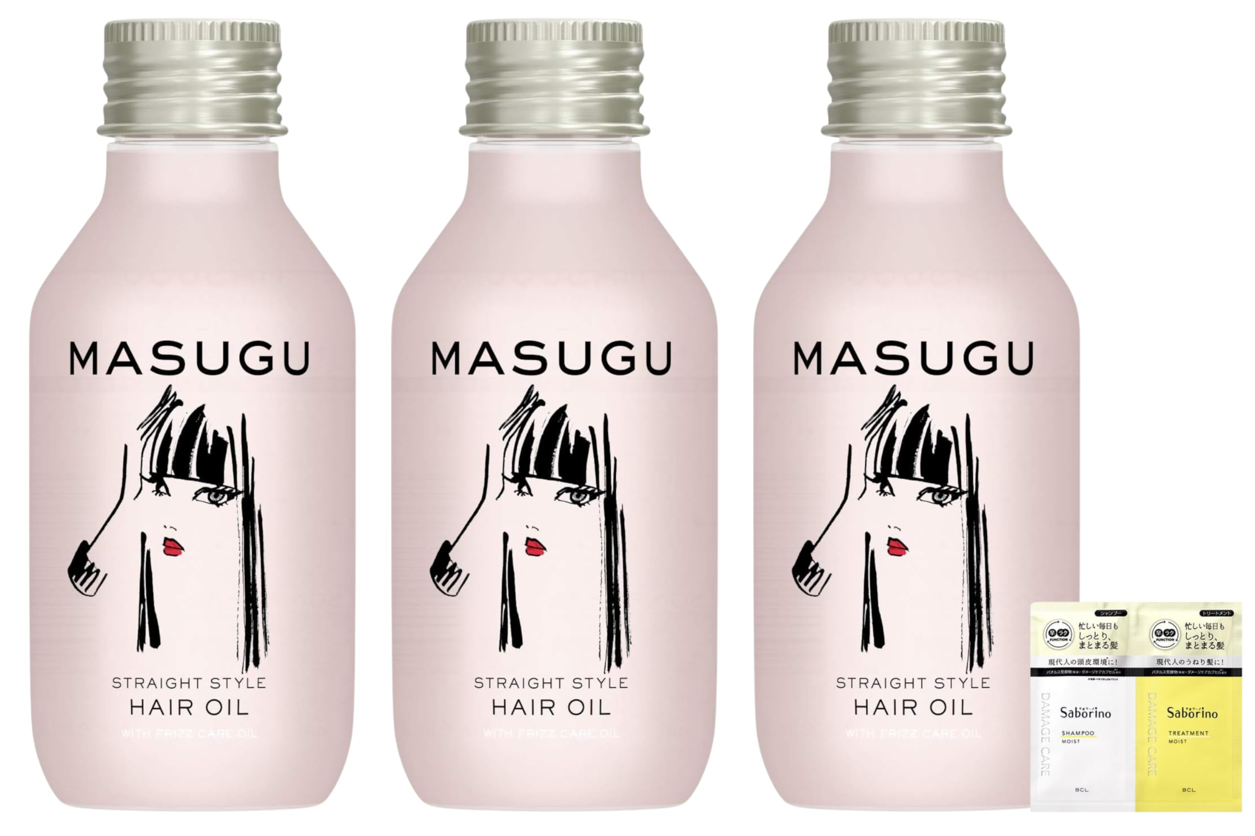 

MASUGU Straight Style for Curly and Wavy Treatment Oil Main Body Hair Oil 100ml Erucalactone Set of 3 [Bulk Purchase] (Straight) Hair, Non-Rinse