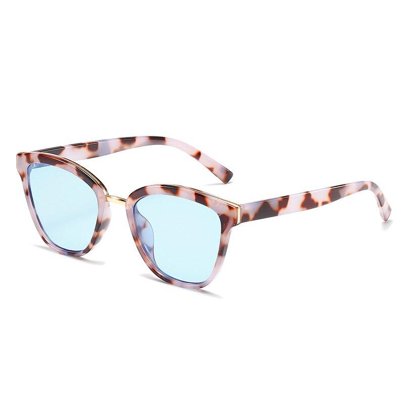 SO&EI Retro Square Leopard Sunglasses Women Fashion Blue Champagne Shades UV400 Men Cat Eye Gradient Sun Glasses