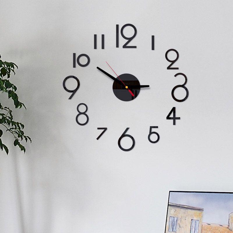 Number Wall Diy Clock 3d Mirror Sticker Modern Home Office Decor Art Decal