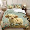 3pcs Cartoon Highland Cattle Print Coreless Product Set, Soft and Comfortable, Multi Size Dormitory Bedroom, Machine Washable