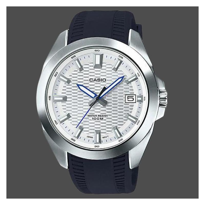 Casio STANDARD Series 100 Meters Waterproof Quartz Movement Resin Strap Japanese and Korean Watch 51.5mm47.2mm10.1mm Men's Watch Silver MTP-E400-7AV