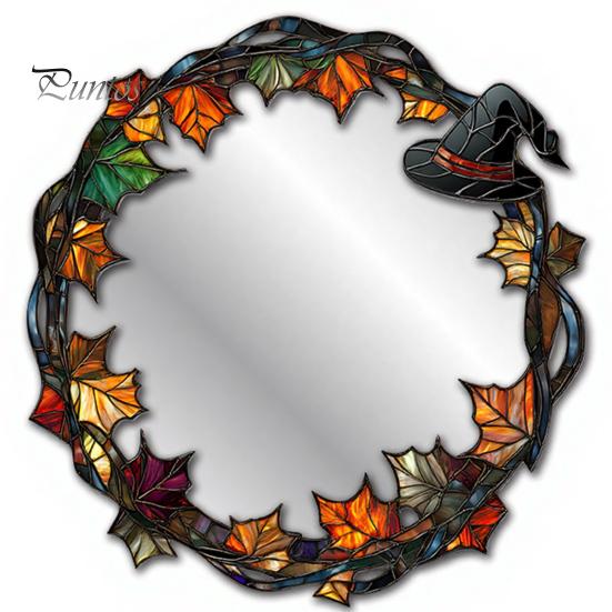 Decorative Mirrors for Entryway Halloween Mirror Wall Stickers with Spiders/Skeletons/Pumpkins, Retro Hanging Spider Web Art Ornament, Lightweight