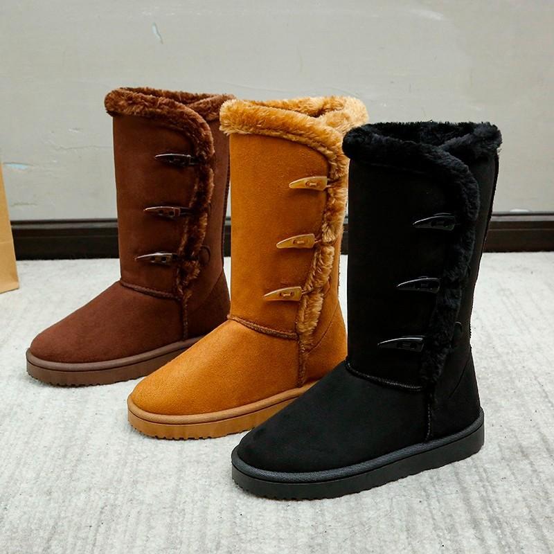 Damen Winter Schneestiefel mit Fellfutter Warme Mid-Calf-Stiefel Wildlederimitatstiefel Damen Fleece Bequeme Leichte Bailey Button Stiefeletten
