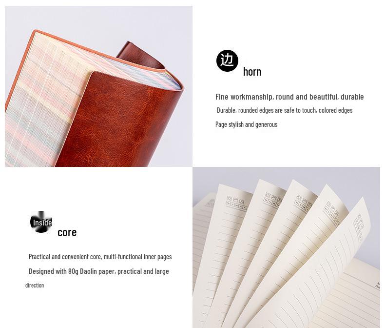 A5 Soft Cover Rainbow Edge Cute Notebook - Custom Color Edge Thick Leather Diary