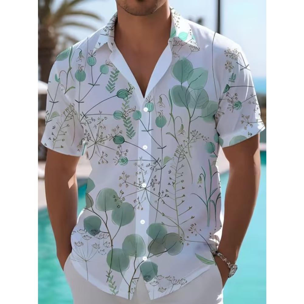 Camisa de Hombre con Estampado Floral Impresión 3D Camisa de Botones Camisa Casual Camisa de Verano Manga Corta Ropa Diaria de Vacaciones