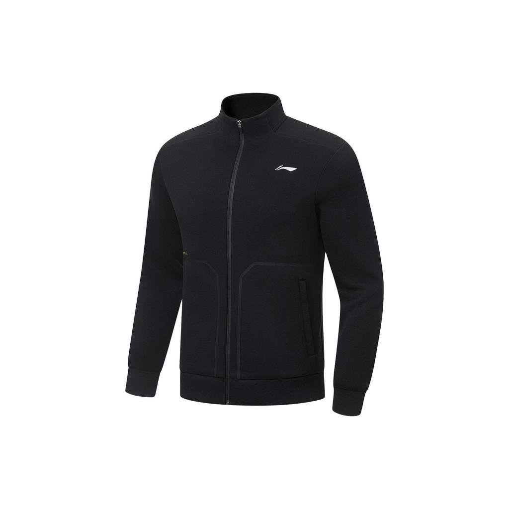 Li-Ning Plain Open-Collar Sweatshirt Men Sweatshirts Black AWDT437-1