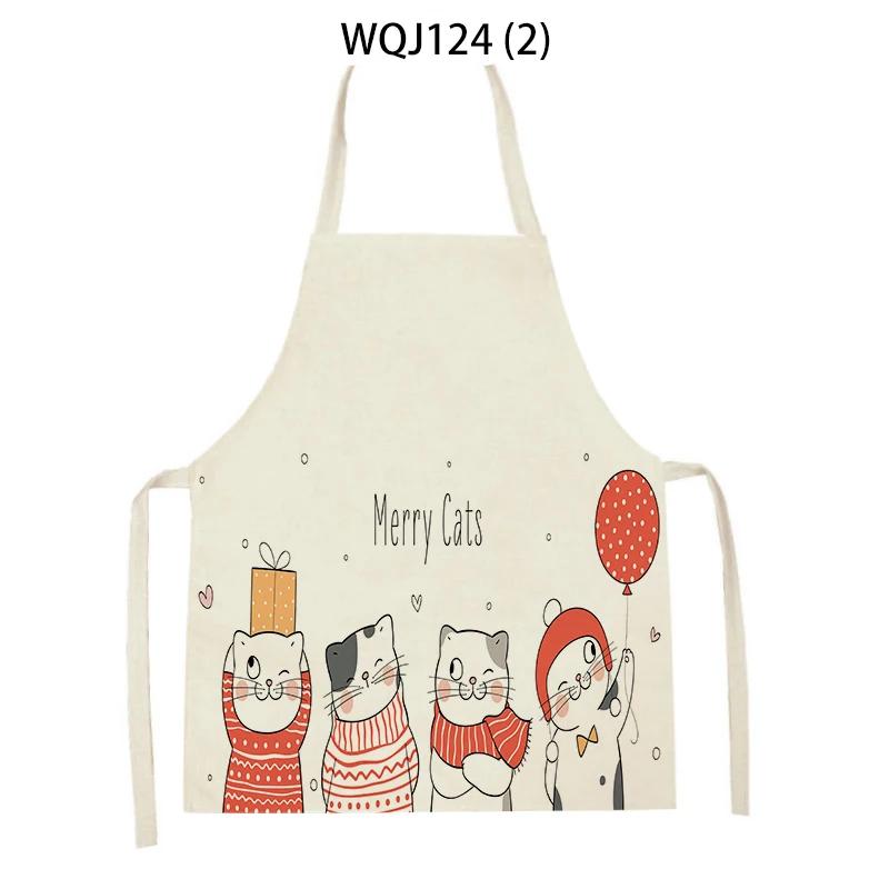 Cartoon Merry Christmas Cat Kitchen Aprons Adult Kids Waist Bibs Home Cooking Baking Cleaning Aprons Sleeveless Pinafore