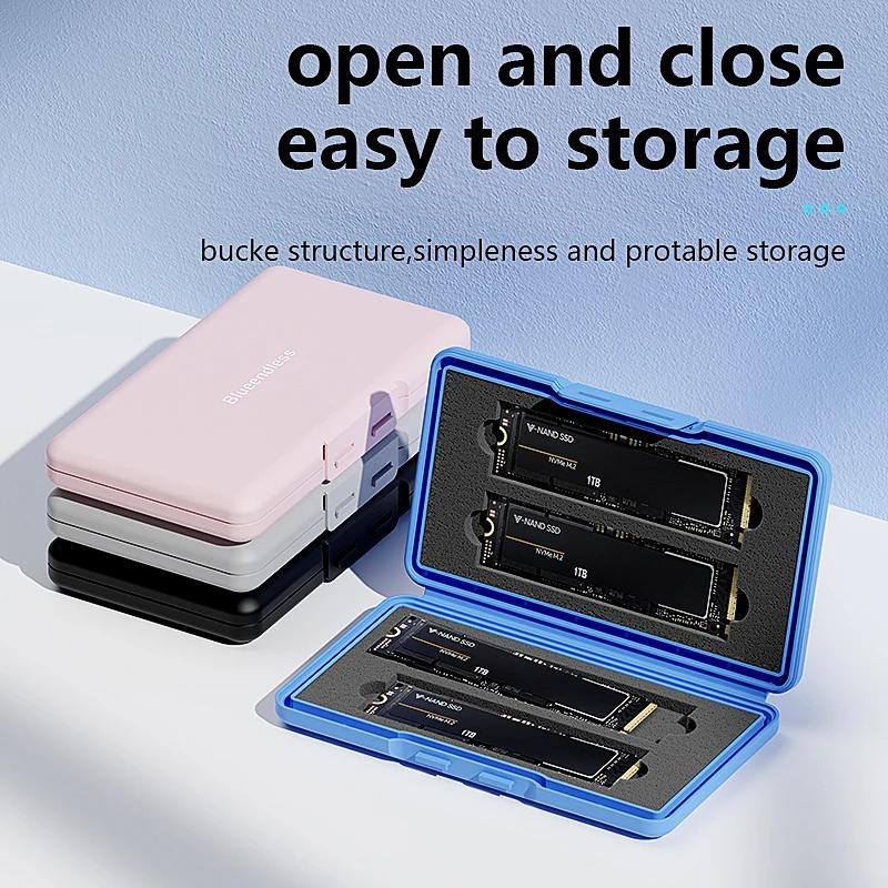 4-Schacht M.2 SSD Gehäuse Aufbewahrungsgehäuse 2280 SSD Gehäuse Tasche für SSD Gehäuse SATA NVme Festplattenbox für SSD Stoßfest Tragbare Box