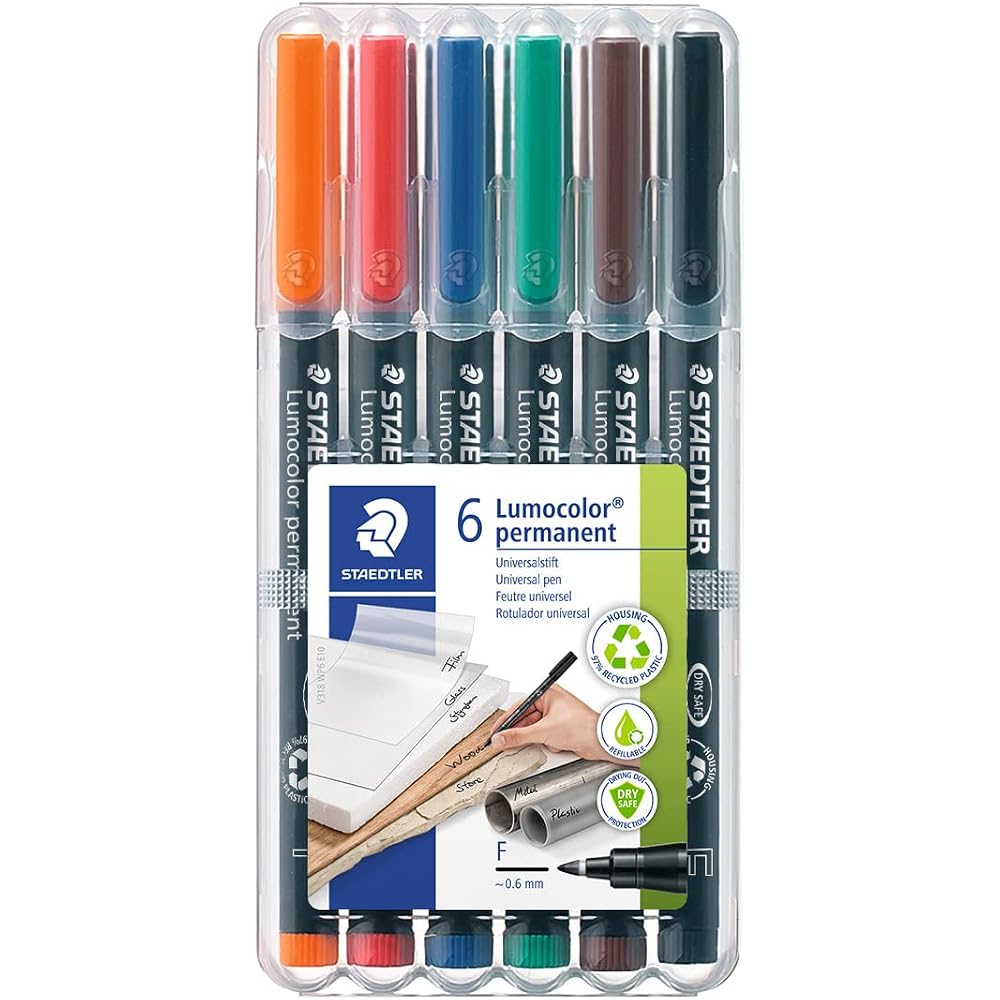 STAEDTLER (STAEDTLER) Oil-based Pen, Lumo Color, Ultra Fine Writing, 6 Colors, 318, WP6