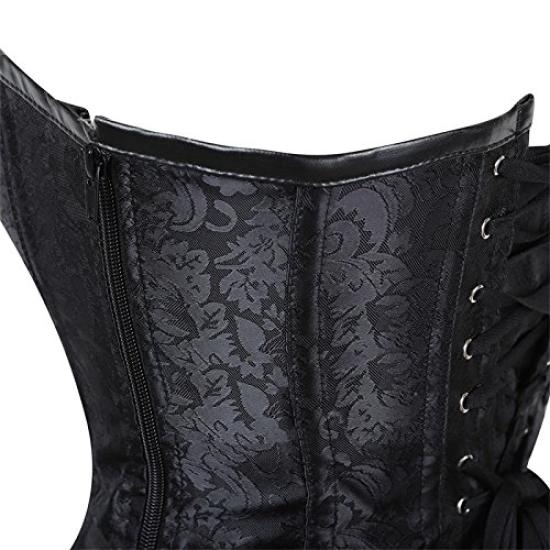 Filaeisi Steampunk 11 Steel Halter Gothic Women's Corset, Ribs, Neck, (Black, XL)