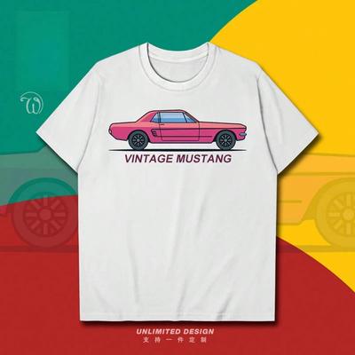 New  Mustang Classic Vintage American Car Print Graphic T-Shirt Unisex's And Wounisex's Short Sleeve Breathable Motorcycle T-Shirt