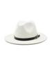 Women's Retro Panama Jazz Fedora with Leather Buckle for Autumn and Winter