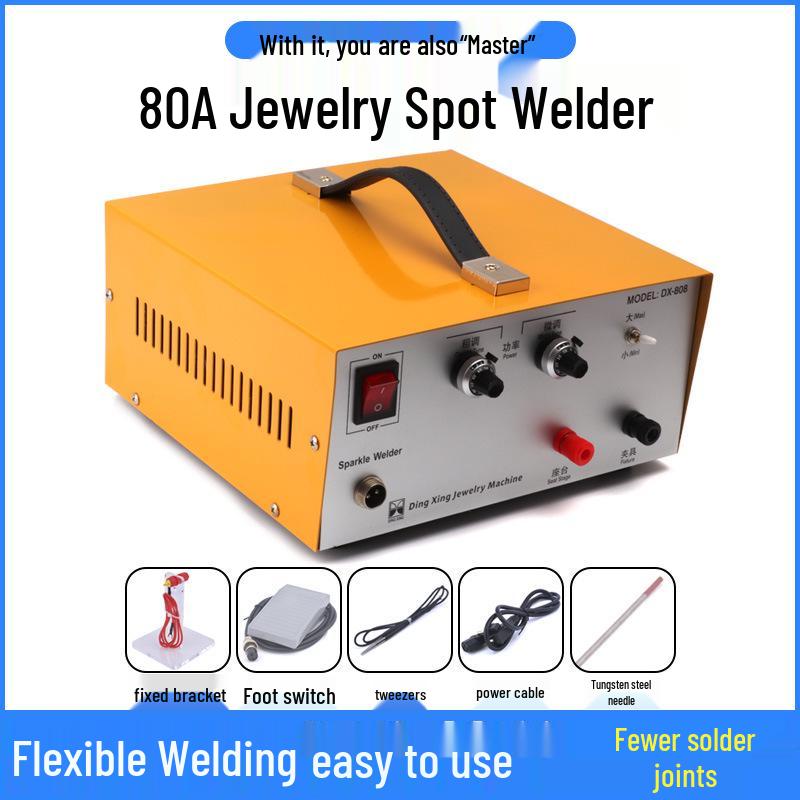 Handheld 80A Jewelry Spot Welder for Fine Wire Rings with Foot Pedal - Portable Projection Welding Tool.