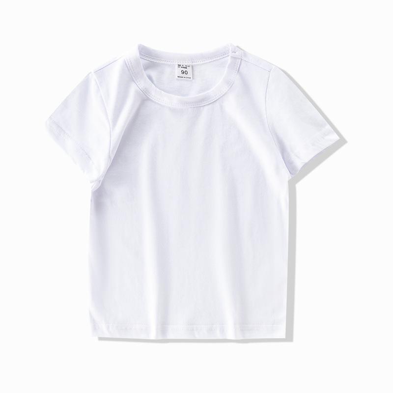 Summer Children's Short-sleeve White T-shirt Tops Kids Girl T-shirt Top Summer Thin Style Plain Color Boy Clothing
