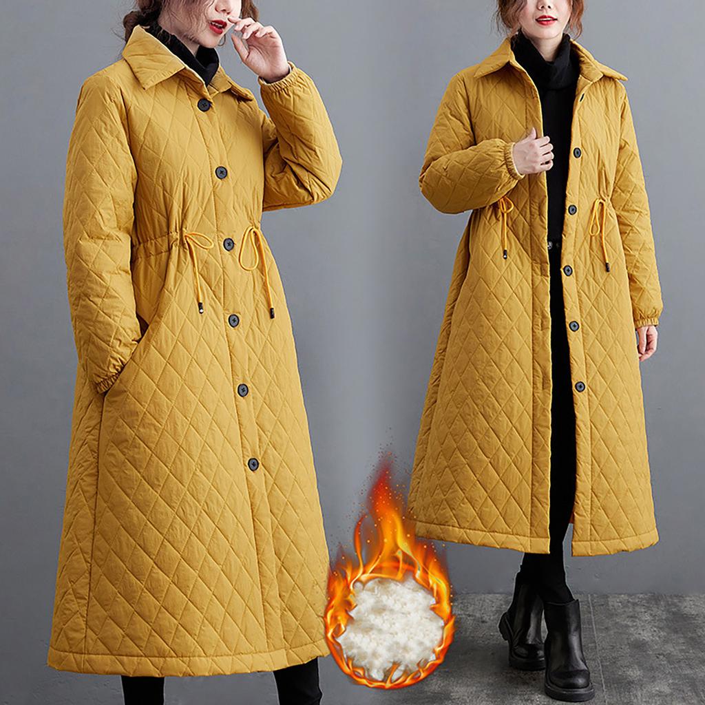 Damen Und Winter Baumwolljacke Cardigan Lang Einfarbig Jacke