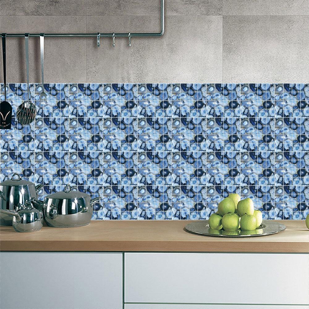 10Pcs Blue Marble Texture Imitation Wall Stickers Imitation Brick Bedroom Decoration Waterproof Self Adhesive Tile Wallpaper