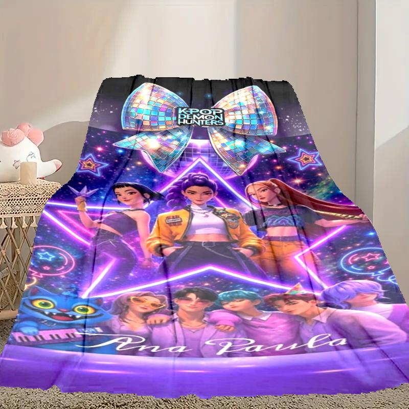 1pc Cozy Print Blanket, Kpop Demon Hunters Blanket Appropriate for Home Picnic and Travel Adventures
