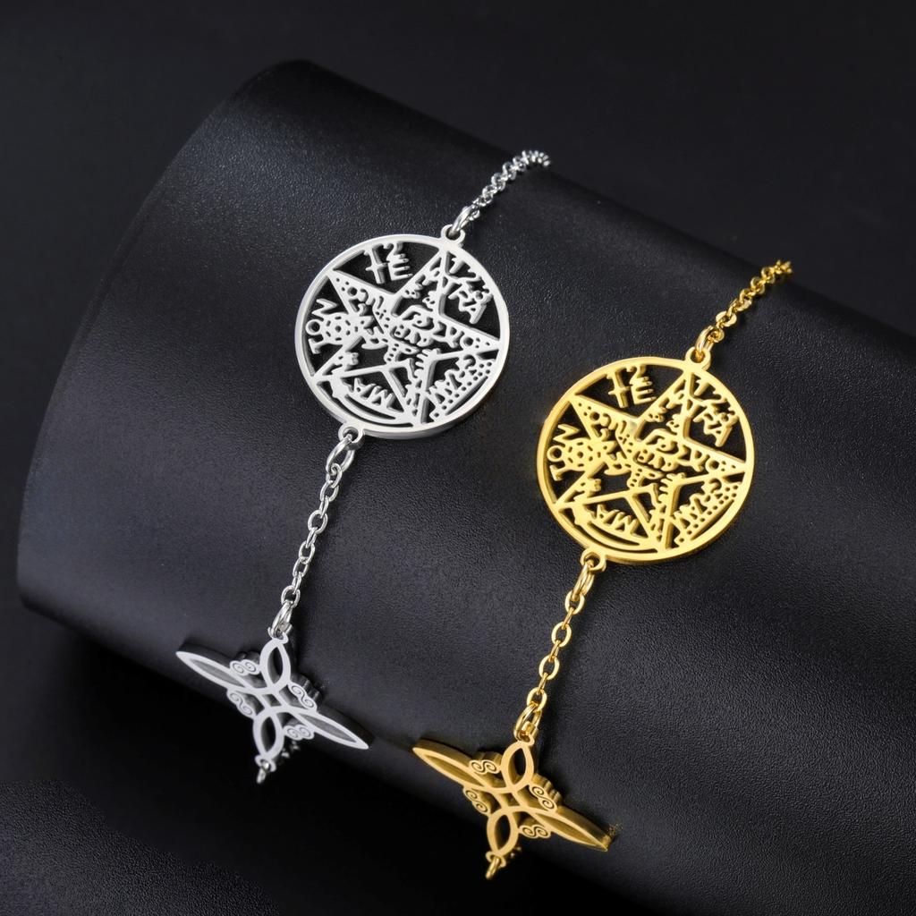 Witch Knot Bracelet Jewish Hebrew Tetragrammaton Bracelet Witchcraft Pentagram Bracelet For Women Amulet Jewelry Gift