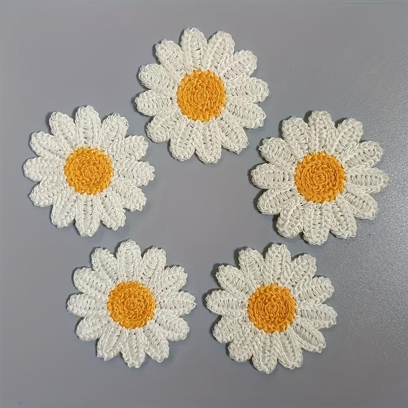 10pcs Daisy Sunflower Knitted Fabric Patch Decorative Patches Beautiful Chrysanthemum Flower Hair Clip Headband Hat Decoration