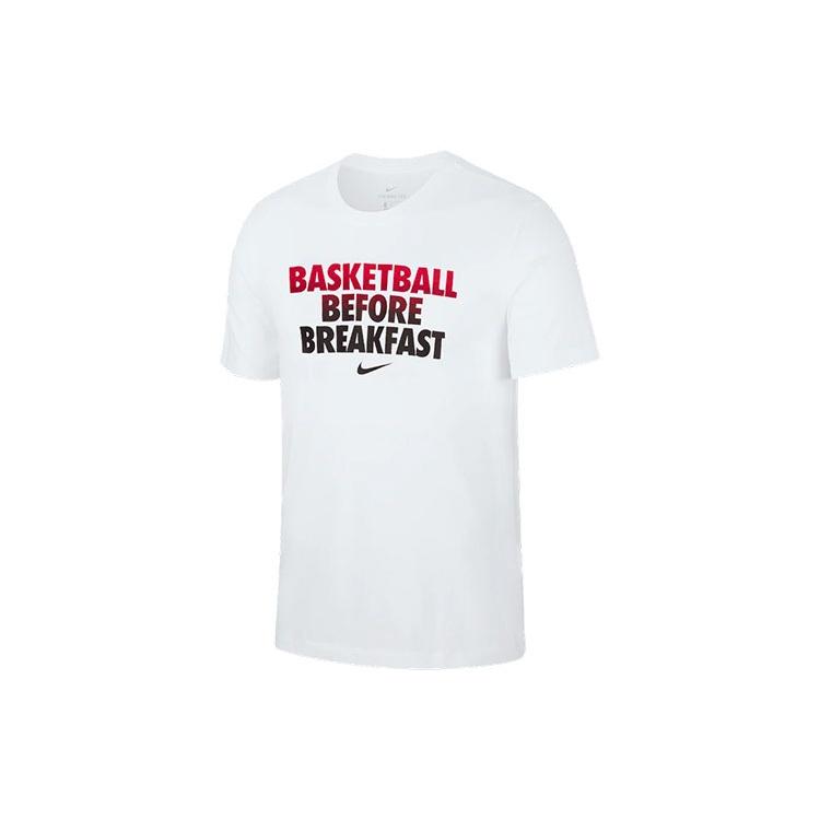 Men s Nike Printing Alphabet Short Sleeve Basketball White T-Shirt DN2985-100 M