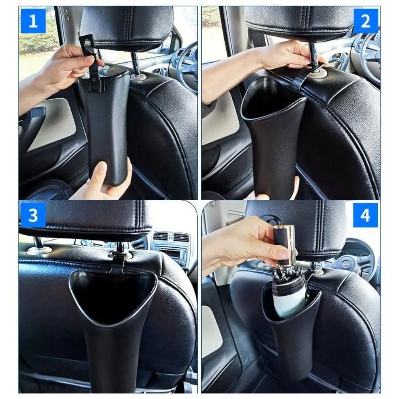 Car Storage Box for Umbrella Organizer Hook Clip Multifunctional Waterproof Bucket Auto Hanging Bottles Holder Backseat Garbage