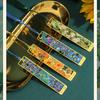 Metal Sunflower Hollow Bookmark Chinese Style Creative Painted Book Holder Tassel Pendant Kids Stationery School Office Supplies