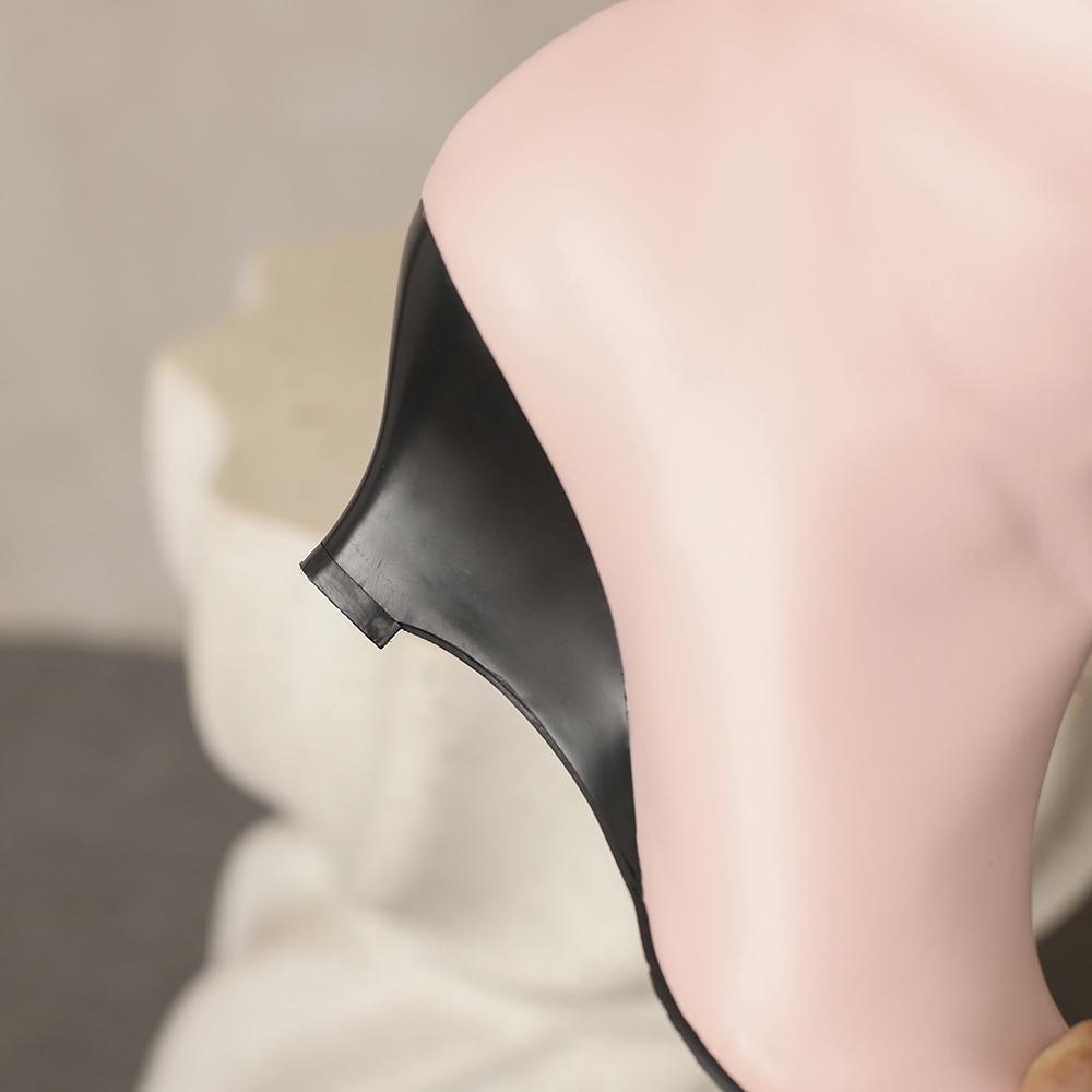 Różowo-brązowe damskie kozaki za kolano dziwne wysokie obcasy duży rozmiar 48