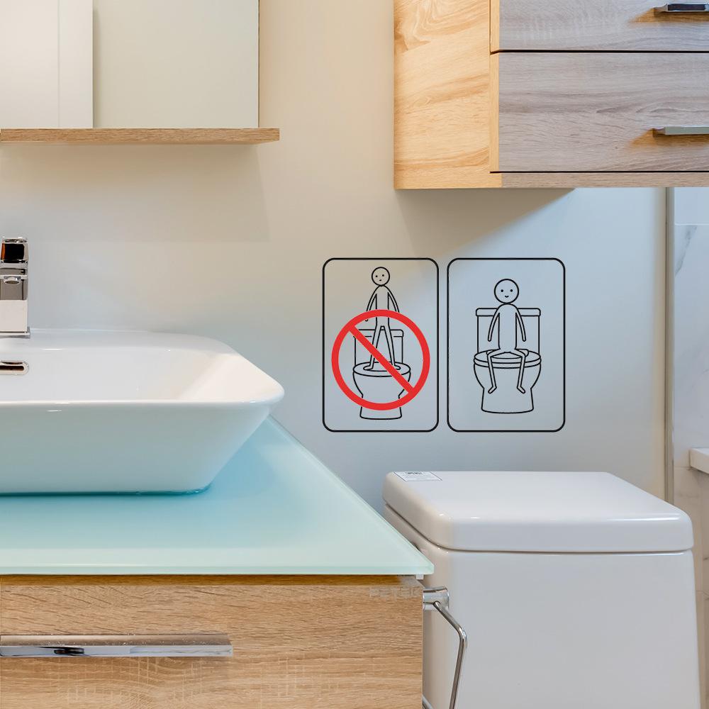 Funny Stick Figure Cartoon Characters Bathroom Toilet Stickers for Home Decoration Stickers