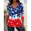 Vintage US Flag 250th Anniversary Pattern Women's T-shirt Summer 3D Print Casaul Long Sleeve Polyester Tops Women Clothing