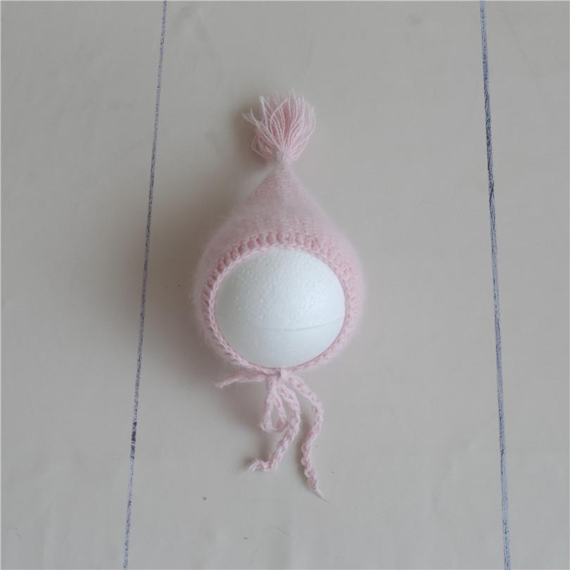 Hand Knitted Crochet Angora Wool Baby Elf Hat Newborn Coming Home Bonnet Beanie for Photography Props