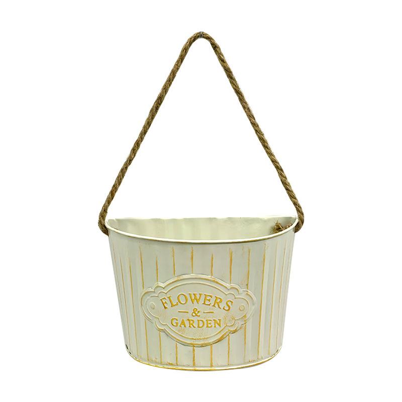 Vintage Metal Flowerpot, Garden Container, Semi-circular Hanging Basket, Flower Basket, Wall Decoration, Garden Courtyard, Balcony Hanging Flowerpot